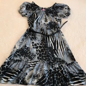 Cute animal print dress with ruffle bottom